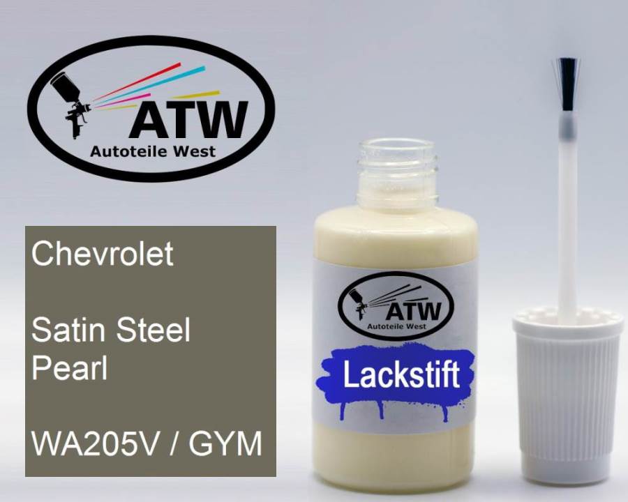 Chevrolet, Satin Steel Pearl, WA205V / GYM: 20ml Lackstift, von ATW Autoteile West.